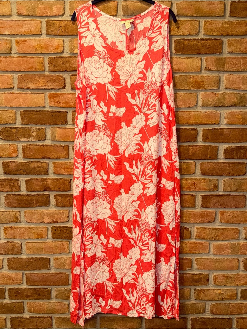 Water Lily Floral Dress Size Large 100% Rayon